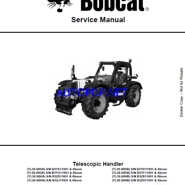 Bobcat T770 Loader Service Manual (6989476) (SN A3P911001-A3P999999)