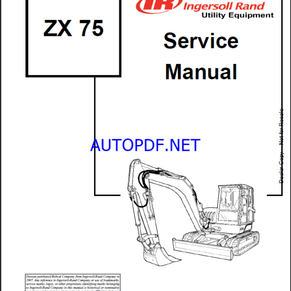 Bobcat ZX75 Excavator Service Manual (22990683)