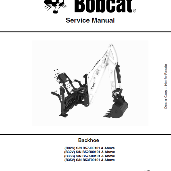 Bobcat Backhoe Attachment, Implement Service Manual (7398840) (SN B57J00101-B57J99999)