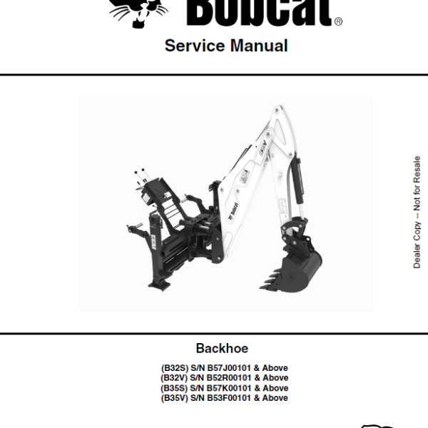 Bobcat Backhoe Attachment, Implement Service Manual (7398840) (SN B57K00101-B57K99999)
