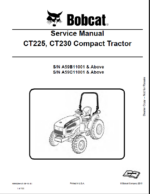 Bobcat CT225 Compact Tractor Service Manual (6986526) (SN A59B11001-A59B99999)