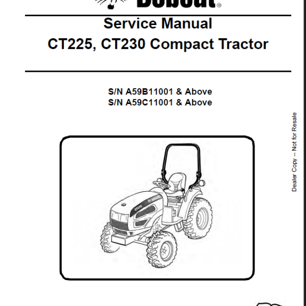 Bobcat CT225 Compact Tractor Service Manual (6986526) (SN A59B11001-A59B99999)