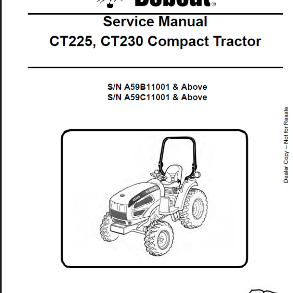 Bobcat CT230 Compact Tractor Service Manual (6986526) (SN A59C11001-A59C99999)