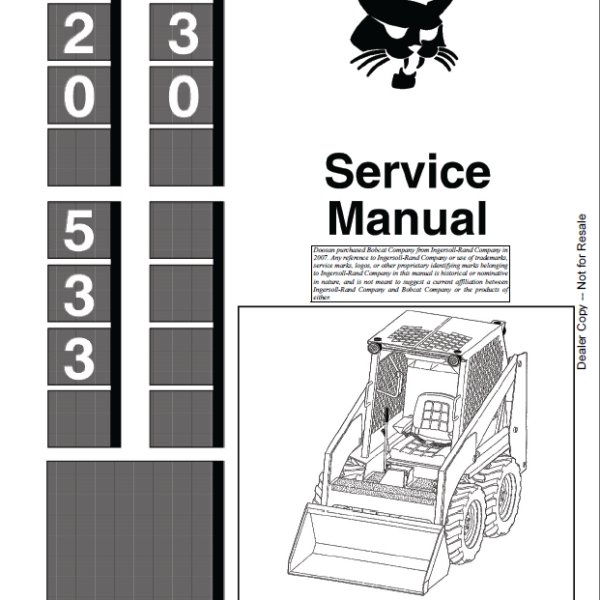 Bobcat 533 Loader Service Manual (6556407) (SN 990M13001-990M99999)