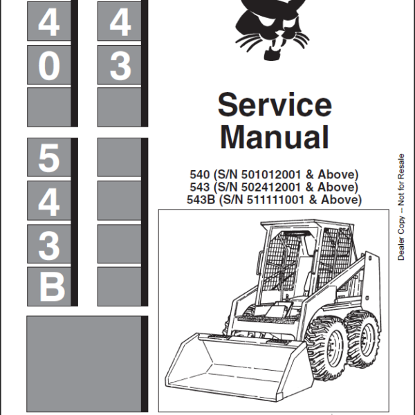Bobcat 540 Loader Service Manual (6566532) (SN 501012001-501099999)