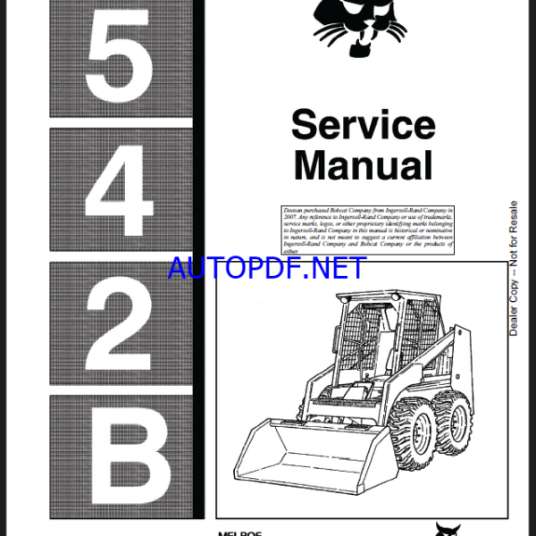 Bobcat 542 Loader Service Manual (6570791) (SN 508512001-508599999)