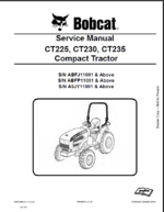 Bobcat CT235 Compact Tractor Service Manual (6987029) (SN A9JY11001-A9JY99999)