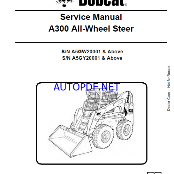 Bobcat A300 Loader Service Manual (6987047) (SN A5GY20001-A5GY99999)