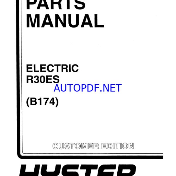 Hyster R30ES (B174) Forklift Parts Manual