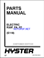 Hyster UT25C, UT30C Forklift Parts Manual