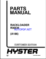 Hyster R30CH (A186) Rackloader Parts Manual