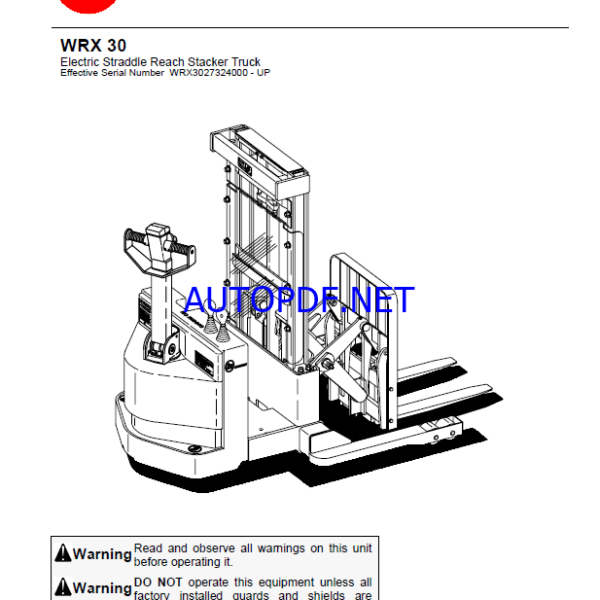 BT WRX30 Pedestrian Stacker Quality Parts Manual