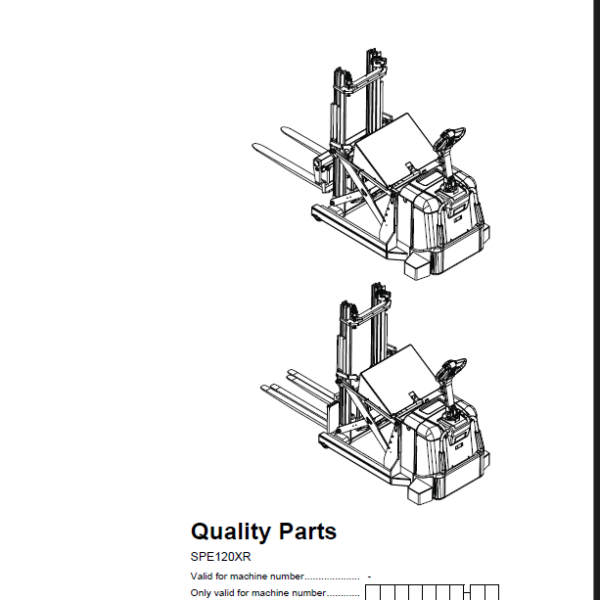BT SPE120XR Electric Stacker Quality Parts Manual