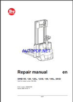 BT SWE100, SWE120, SWE120L, SWE120S, SWE140, SWE140L, SWE200D Electric Stacker Repair Manual