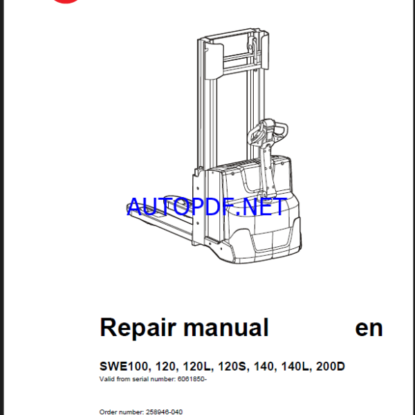 BT SWE100, SWE120, SWE120L, SWE120S, SWE140, SWE140L, SWE200D Electric Stacker Repair Manual