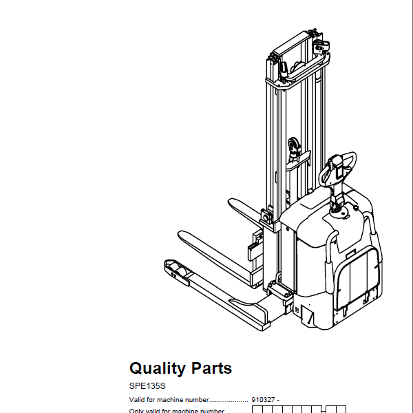 BT SPE135S Electric Stacker Quality Parts Manual
