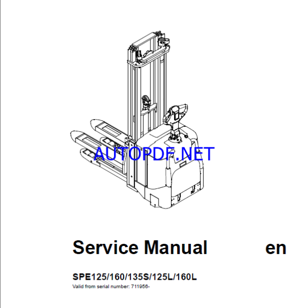 BT SPE125, SPE160, SPE135S, SPE125L, SPE160L Electric Stacker Master Service Manual