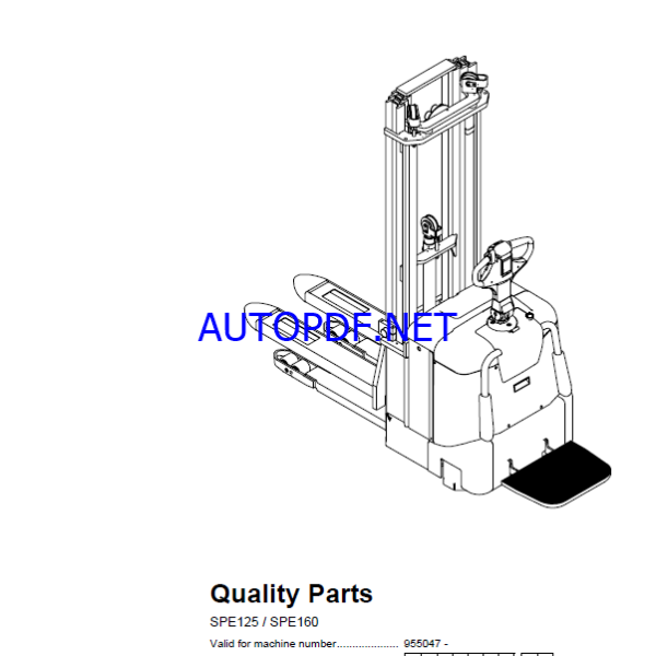 BT SPE125, SPE160 Electric Stacker Quality Parts Manual