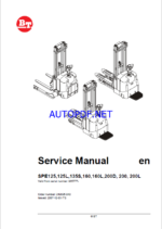 BT SPE125, SPE125L, SPE135S, SPE160, SPE160L, SPE200D, SPE200, SPE200L Electric Stacker Master Service Manual