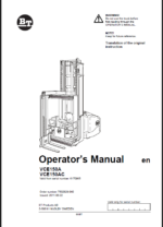 BT VCE150A, VCE150AC Very Narrow Aisle Truck Operators Manual