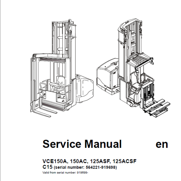 BT VCE150A, 150AC, 125ASF, 125ACSF Very Narrow Aisle Truck Master Service Manual