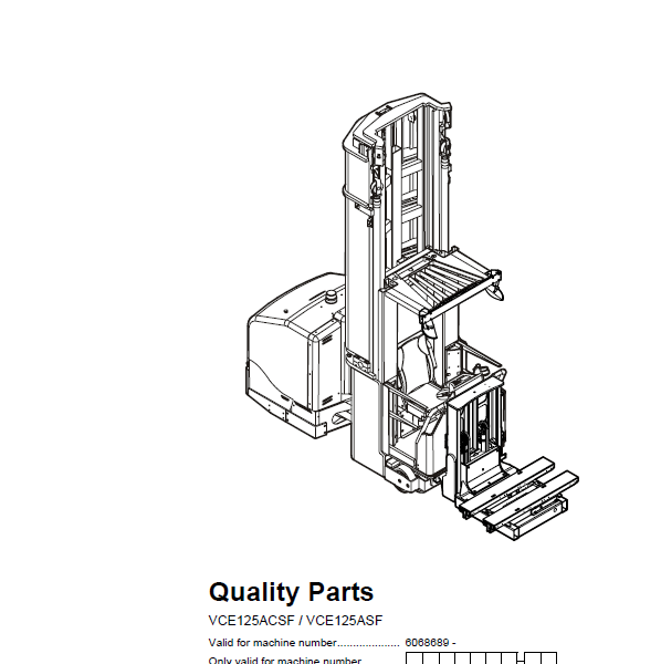 BT VCE125ACSF, VCE125ASF Very Narrow Aisle Truck Quality Parts Manual