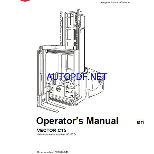 BT Vector C15 Order Picker Operators Manual