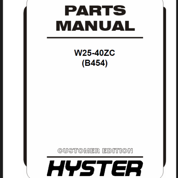 Hyster W25-40ZC (B454) Forklift Parts Manual