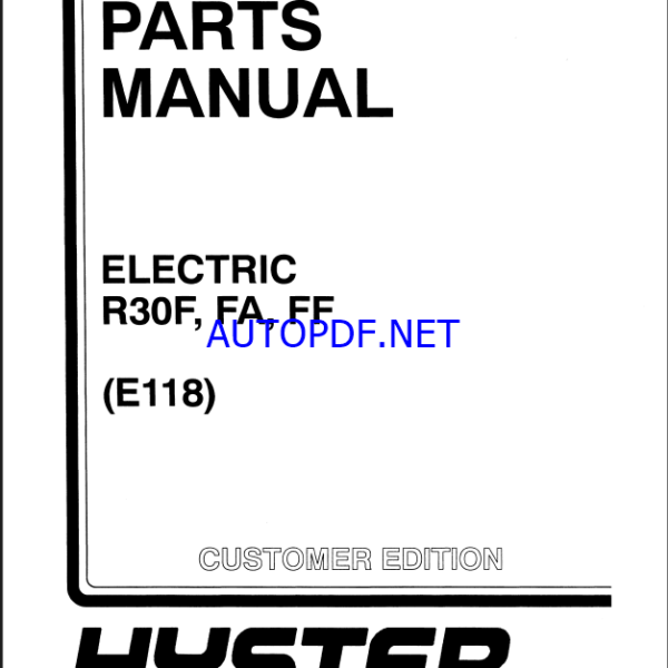 Hyster UT25C, UT30C Forklift Parts Manual