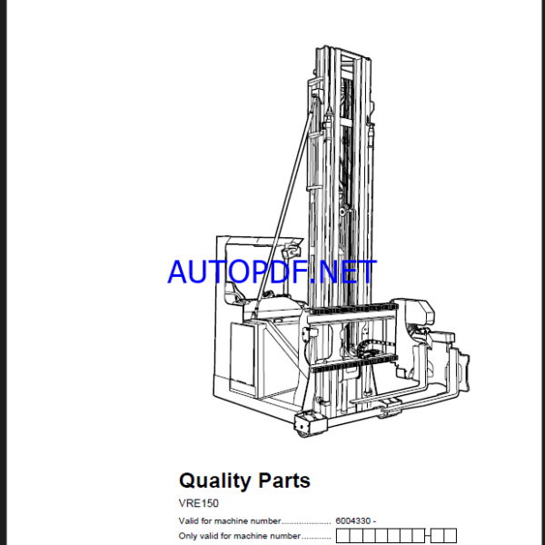 BT VRE150 Very Narrow Aisle Truck Quality Parts Manual