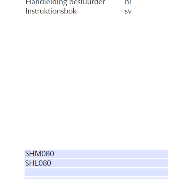 BT SHM080, SHL080 Pedestrian Stacker Operators Manual