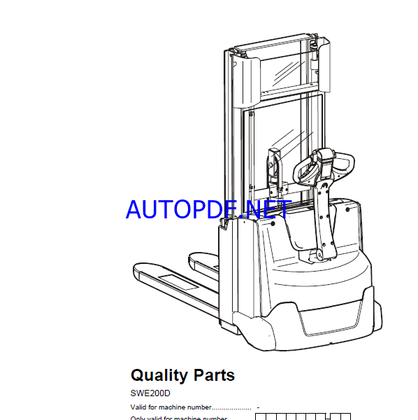 BT SWE200D Electric Stacker Quality Parts Manual