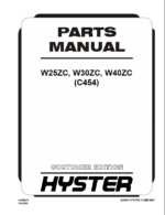 Hyster W25ZC, W30ZC, W40ZC (C454) Forklift Parts Manual