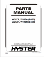 Hyster W30ZA, W40ZA (B453) W20ZR, W30ZR (B455) Forklift Parts Manual