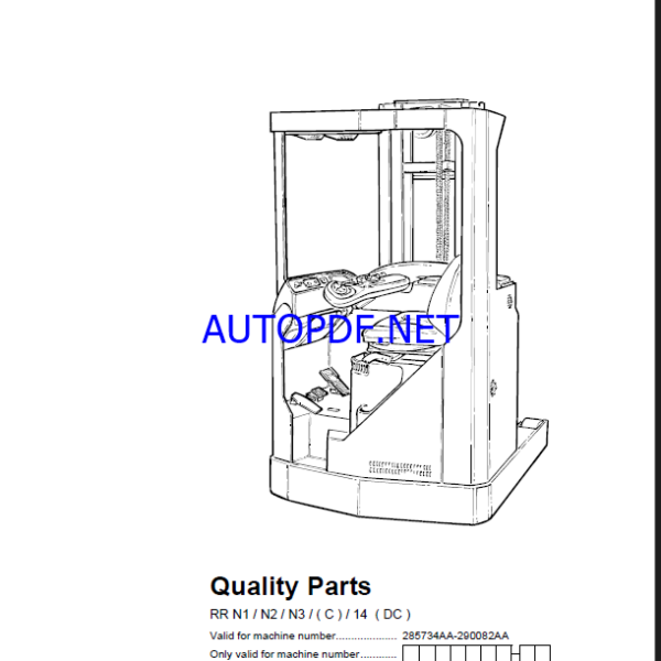 BT RR N1, N2, N3C, 14DC Reach Truck Quality Parts Manual