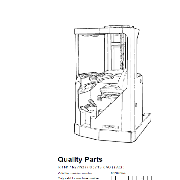 BT RR N1, N2, N3C, 15AC, ACi Reach Truck Quality Parts Manual