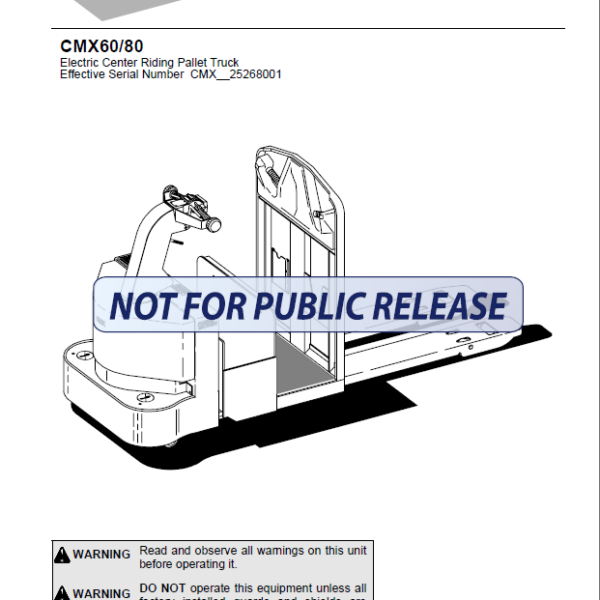 BT CMX60, CMX80 Rider Pallet Truck Master Service Manual