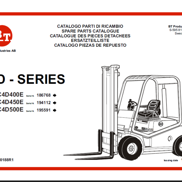 BT C4D400E, C4D450E, C4D500E Diesel Forklift Quality Parts Manual