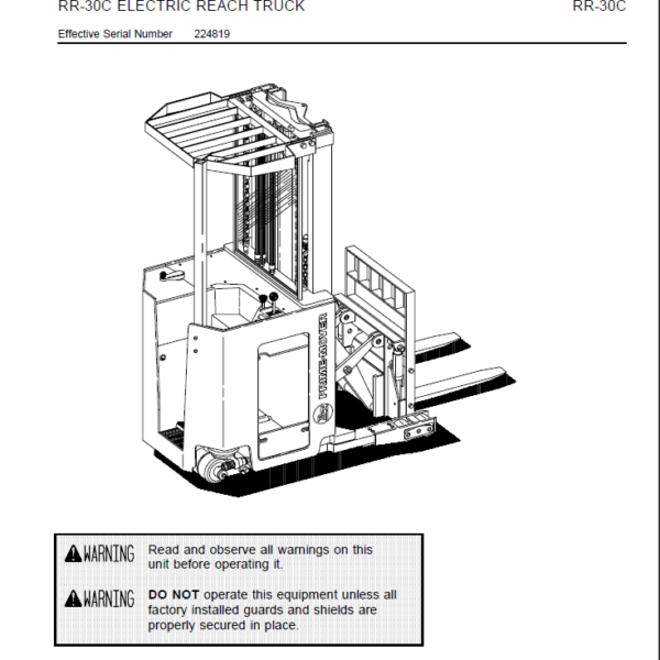 BT RR30C Reach Truck Operators Manual
