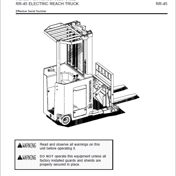 BT RR45 Reach Truck Quality Parts Manual