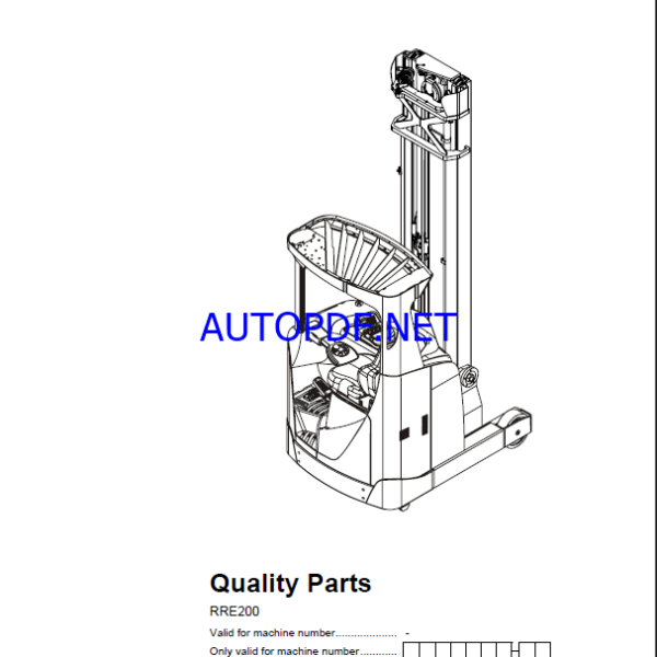 BT RRE200, RRE200C, RRE200E, RRE200EC Reach Truck Quality Parts Manual