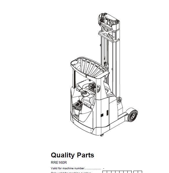 BT RRE160R Reach Truck Quality Parts Manual