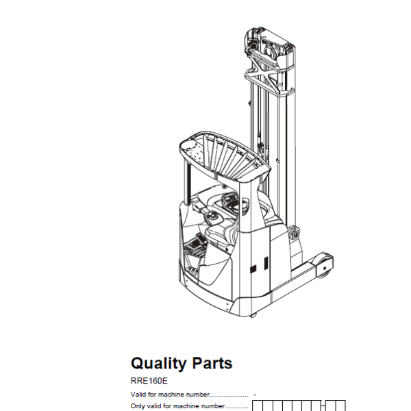 BT RRE160E Reach Truck Quality Parts Manual