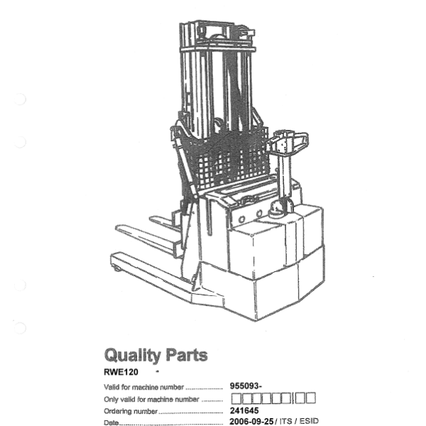 BT RWE120 Pedestrian Pallet Truck Quality Parts Manual