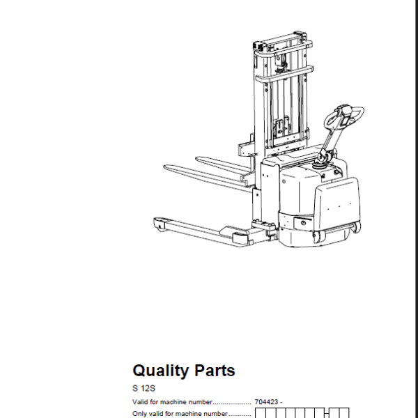 BT S12S Pedestrian Stacker Quality Parts Manual