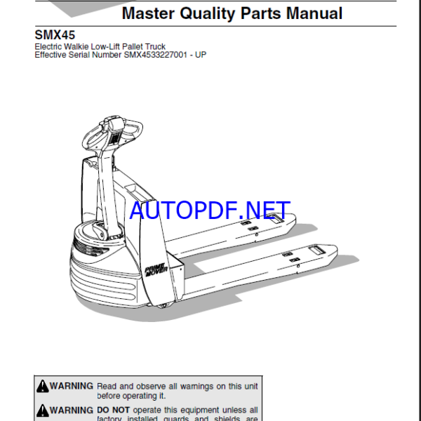 BT SMX45 Pedestrian Stacker Quality Parts Manual