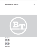 BT SWE140S, SWE145, SWE145L, SWE160, SWE160L, SWE200, SWE200L Pedestrian Stacker Repair Manual (7590354)