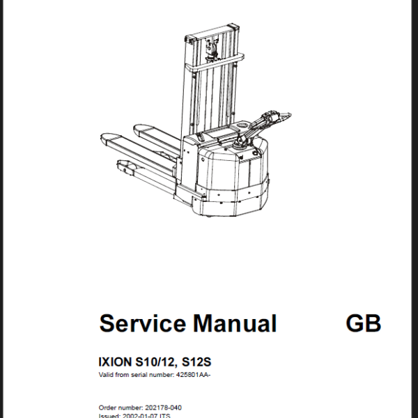 BT IXION S10, S12, S12S Pedestrian Stacker Master Service Manual