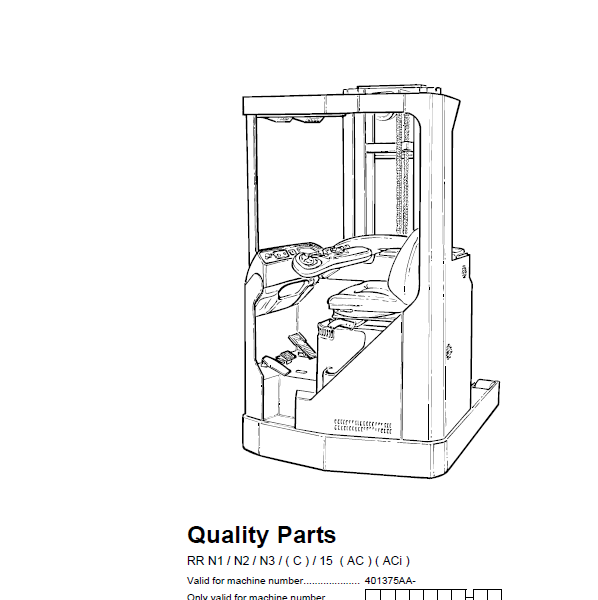 BT RR N1, N2, N3, C, 15AC, ACi Reach Truck Quality Parts Manual