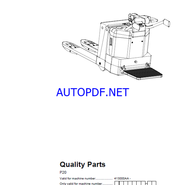 BT P20 Powered Pallet Truck Quality Parts Manual
